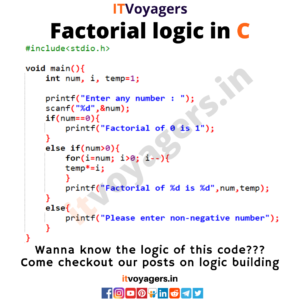 c program for factorial