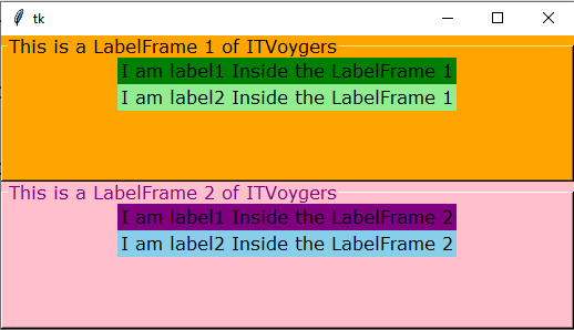 Output of LabelFrame widget (itvoyagers.in)