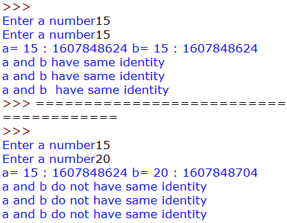 Output of Identity Operators in Python (itvoyagers.in)