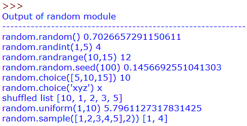 Output of built-in modules-random
