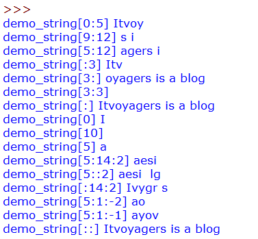slicing of string datatype