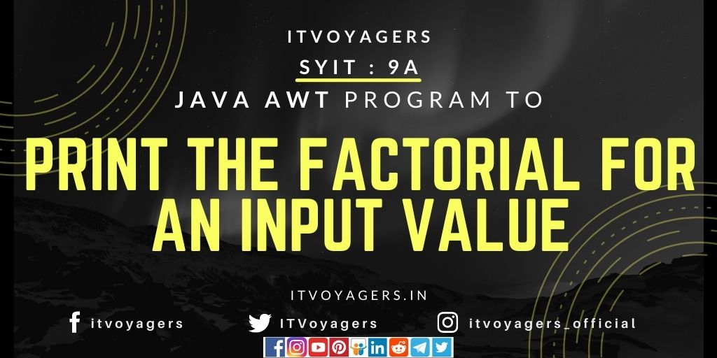 Java AWT program to print the factorial for an input itvoyagers
