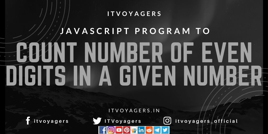 JavaScript program to count number of even digits in a given number
